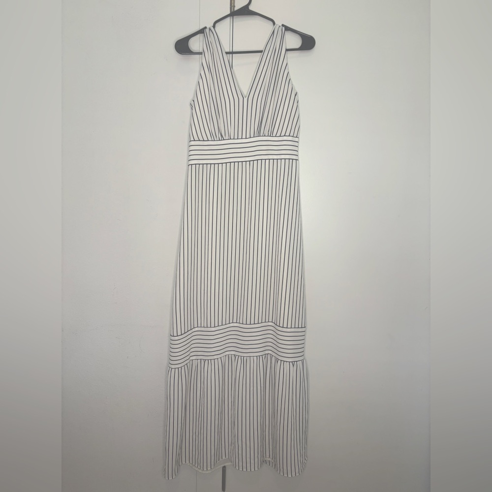 Ralph Lauren White Maxi Dress with Black Stripes